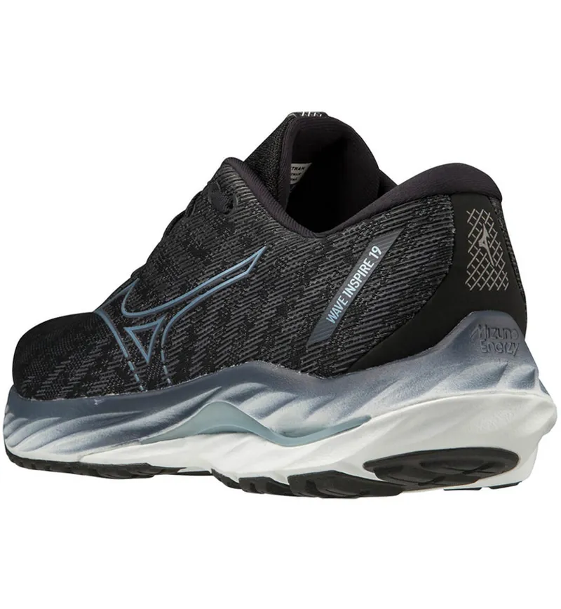 Mizuno Men's Wave Inspire 19 Running Shoes Black/GRidge/Illusion Blue-2